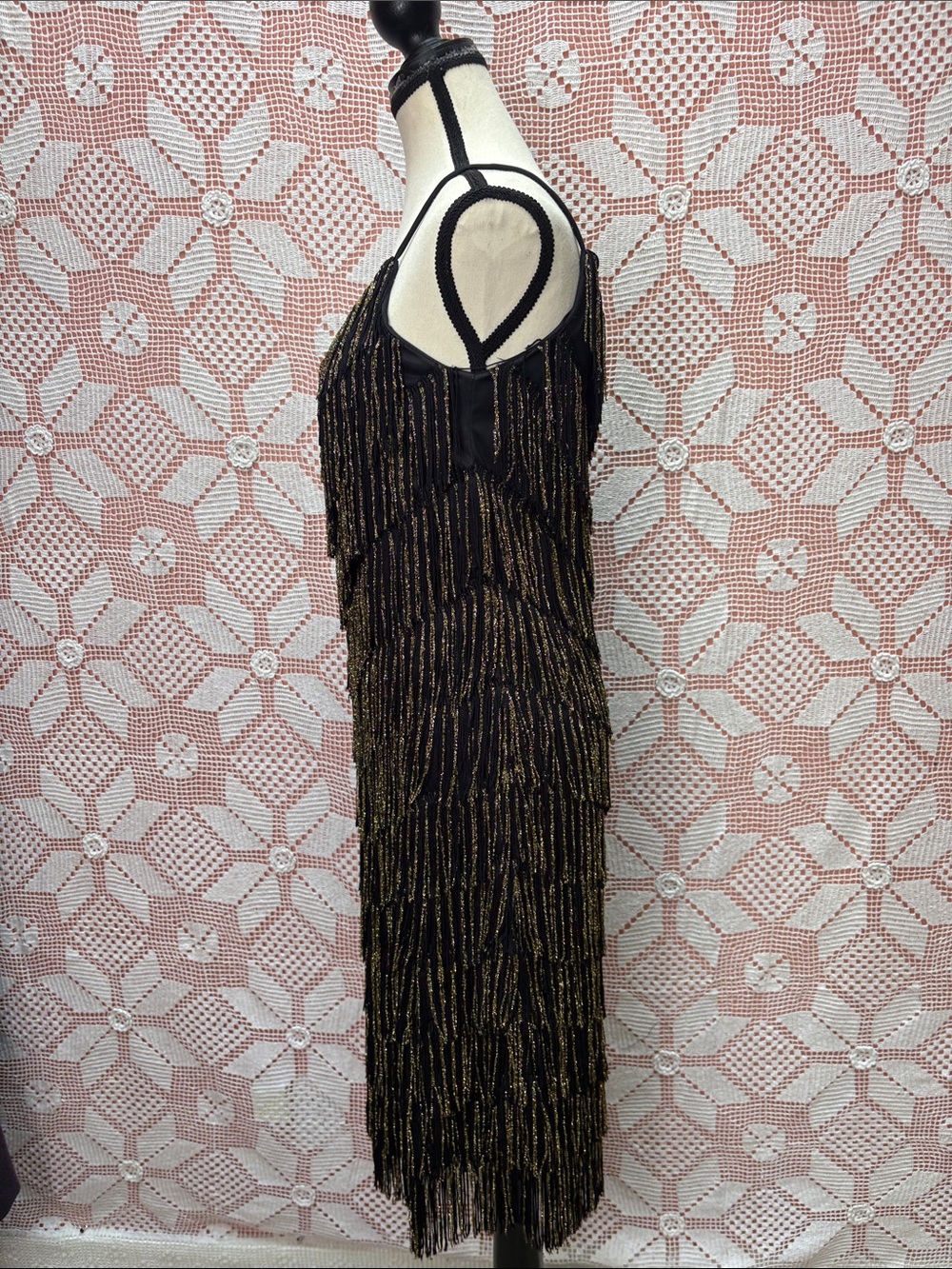 Vintage Collections by JS Black & Gold Fringe Dress - Picture 7 of 12